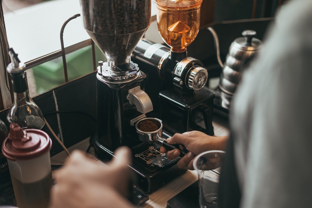 Photo grinding coffee